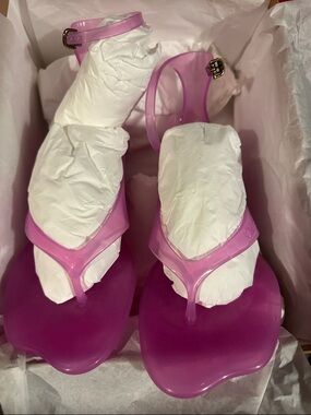 Chloe Pink Jelly T-Strap Ankle Sandals